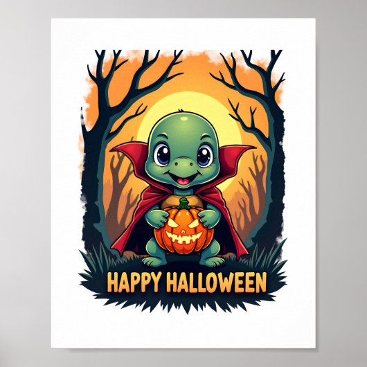 Schildpad Tortoise Boo Vampire Trick or treat Hall Poster (Voorkant)