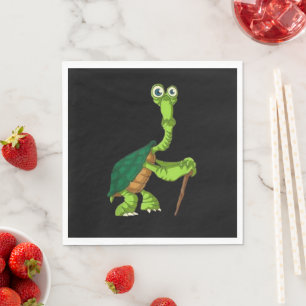 Schildpad Tortoise Gepensioneerd Grappig staand sc Servet