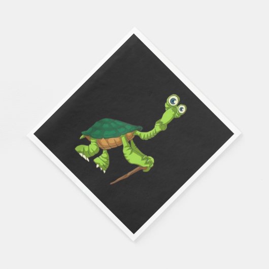 Schildpad Tortoise Gepensioneerd Grappig staand sc Servet (Hoek)