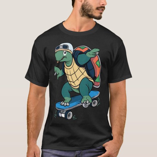 Schildpad Tortoise Skateboard Skateboarden T-shirt (Voorkant)