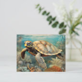Schildpad vanaf de rustige kusten briefkaart (Staand voorkant)