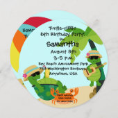 Schildpad-Verfijnd Feest Ronde Verjaardag Uitnodig Kaart (Voorkant / Achterkant)