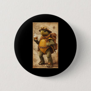 Schildpad Verkenner Avontuur Wandel Reizen Natuur Ronde Button 5,7 Cm