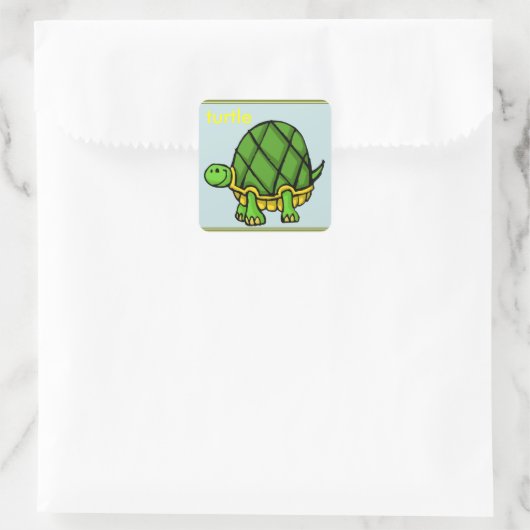 schildpad vierkante sticker (Tas)