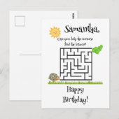 Schildpad vindt de sla, verjaardagsdoolhof ansicht briefkaart (Voorkant / Achterkant)