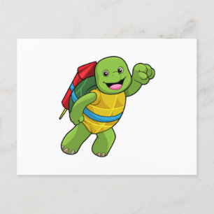 Schildpad vliegt met raket briefkaart