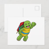 Schildpad vliegt met raket briefkaart (Voorkant / Achterkant)