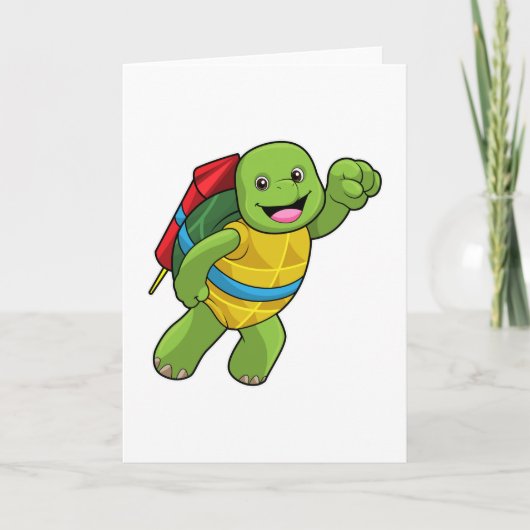 Schildpad vliegt met raket kaart (Voorkant)