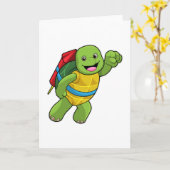 Schildpad vliegt met raket kaart (Gele Bloem)