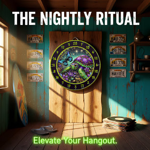  schildpad vlinder kosmische lodge kunst dartbord