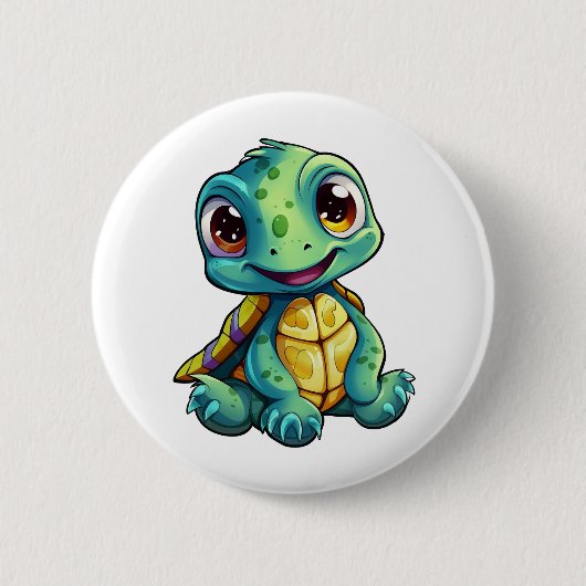 schildpad voor cartoon ronde button 5,7 cm (Voorkant)