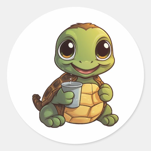 schildpad voor cartoon ronde sticker (Voorkant)