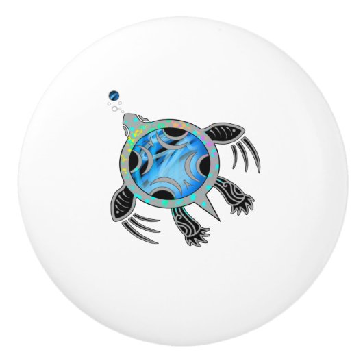 Schildpad voor Zee Keramische Knop (Voorkant)