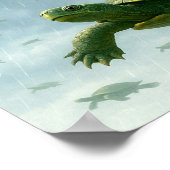 Schildpad Wall Art, Happy Turtle in the Rain Art Poster (Hoek)