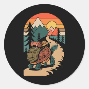 Schildpad Wandelen Camping Camping Camper Backpack Ronde Sticker