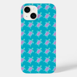 Schildpad waterverf kunst gepatterd aqua roze Case-Mate iPhone 14 hoesje