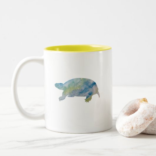 Schildpad Waterverf Painting Pastel Mok (Met donut)
