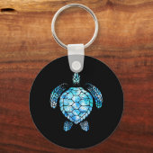 Schildpad Waterverf Tie Dye Zee Ocean Save Planet  Sleutelhanger (Voorkant)