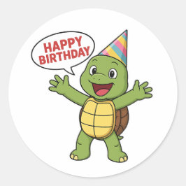 Schildpad wenst je een gelukkige verjaardag  ronde sticker