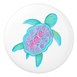 Schildpad whimsical aquarel kunst deurknop keramische knop