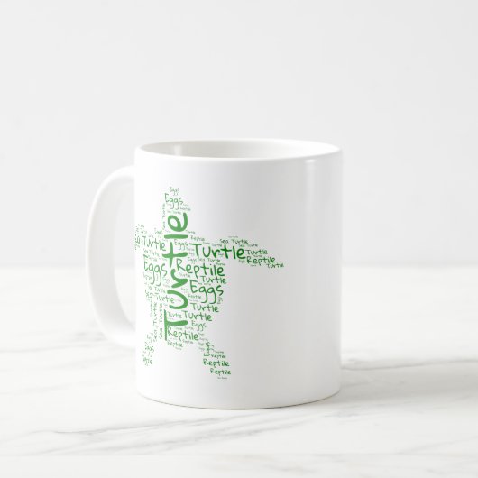 Schildpad Word Cloud - Uniek cadeau Koffiemok (Voorkant links)