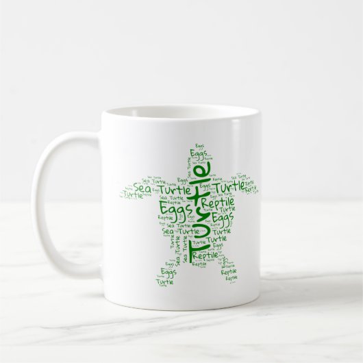 Schildpad Word Cloud - Uniek cadeau Koffiemok (Links)