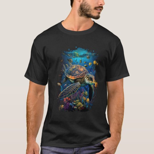 Schildpad Zee Dieren Oceaan Onderwater Marine Biol T-shirt (Voorkant)