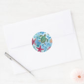 Schildpad Zeesterschelpen Zee Creature Waterverf Ronde Sticker (Envelop)