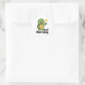 Schildpad zegt Goedemorgen Ronde Sticker (Tas)