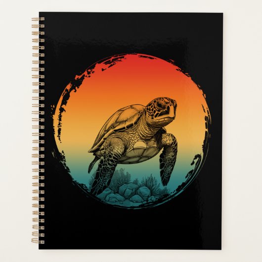schildpad zomer oceaan zonsondergang  planner (Voorkant)
