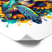 Schildpad Zonnebloem Poster (Hoek)