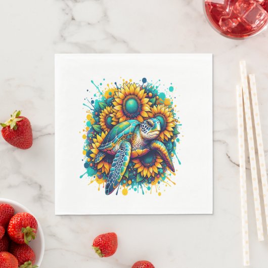 Schildpad Zonnebloem Servet (Insitu)