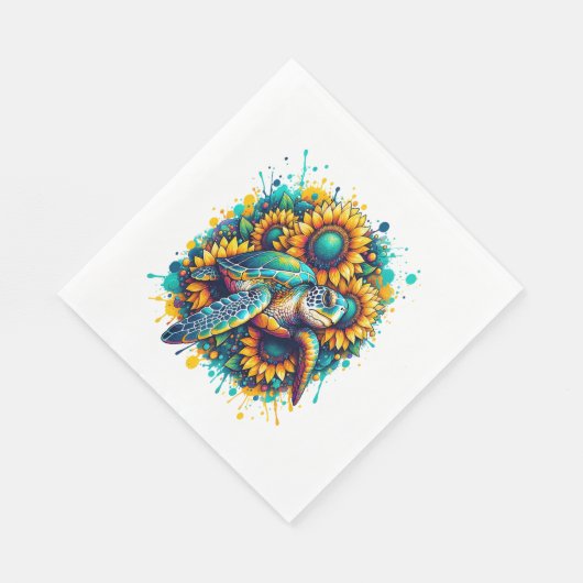 Schildpad Zonnebloem Servet (Hoek)