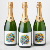 Schildpad Zonnebloem Sparkling Wijnetiket (Flessen)