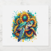 Schildpad Zonnebloem Sparkling Wijnetiket (Enkel label)