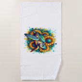 Schildpad Zonnebloem Strandlaken (Voorkant)