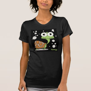 Schildpad (zwart), dames in fijne Jersey T-Shirt