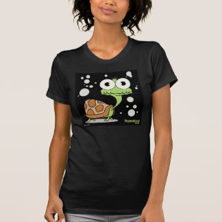 Schildpad (zwart), dames in fijne Jersey T-Shirt
