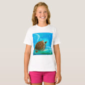 Schildpad zwemmen meisjes T-shirt (Voorkant volledig)