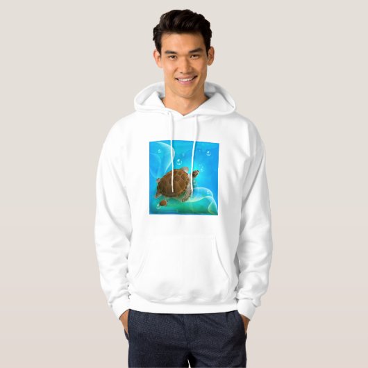 Schildpad Zwemmende Mannen Hoodie (Voorkant volledig)