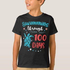 Schildpad Zwemt Door 100 Dagen School T-shirt