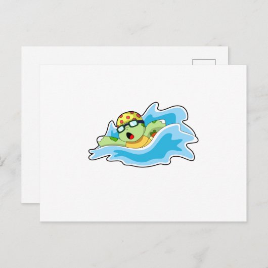 Schildpad zwemt in water briefkaart (Voorkant / Achterkant)