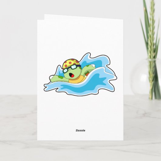 Schildpad zwemt in water kaart (Achterkant)