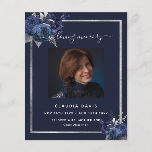 Schildpadblauw-bloemenzilverbegrafeningsprogramma (Voorkant)