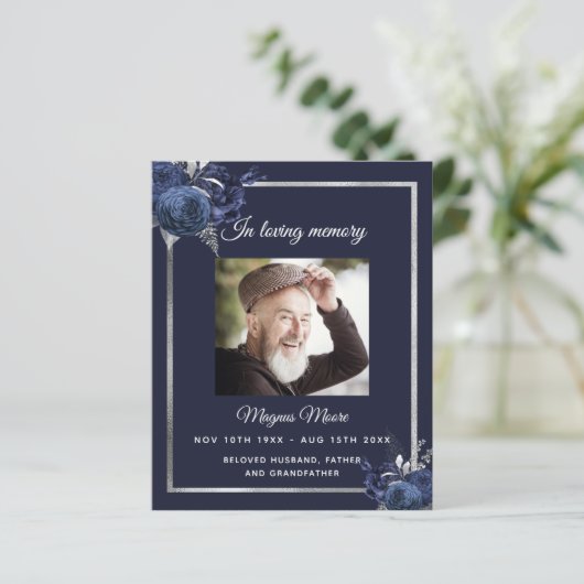 Schildpadblauw-bloemenzilverbegrafeningsprogramma (Staand voorkant)