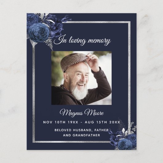 Schildpadblauw-bloemenzilverbegrafeningsprogramma (Voorkant)