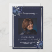 Schildpadblauw-bloemenzilverbegrafeningsprogramma Notitiekaartje (Voorkant)