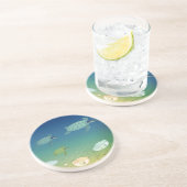 schildpadden en schelpen, van zee, met parels zandsteen onderzetter (Zijkant)