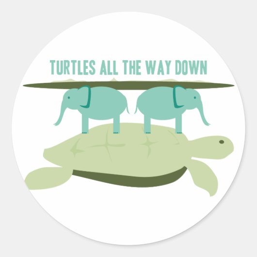 Schildpadden helemaal naar beneden ronde sticker (Voorkant)