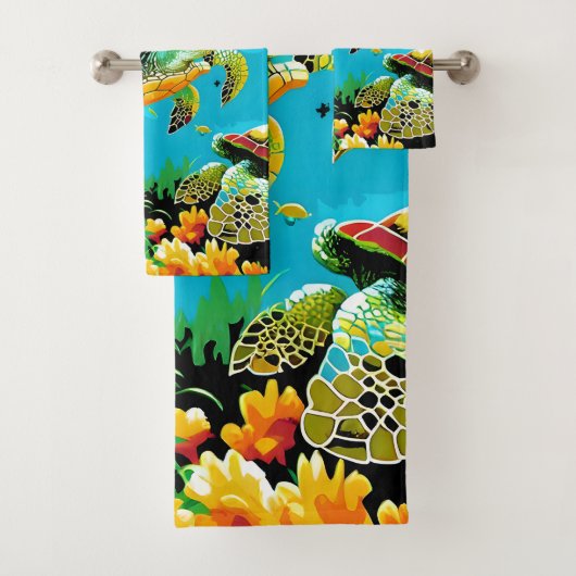 Schildpadden in het zee bad handdoek (Insitu)